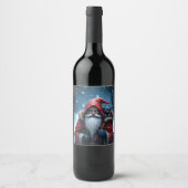 Frostbite Santa und sein Elf der Unfug treibt. Weinetikett (Vorderseite)