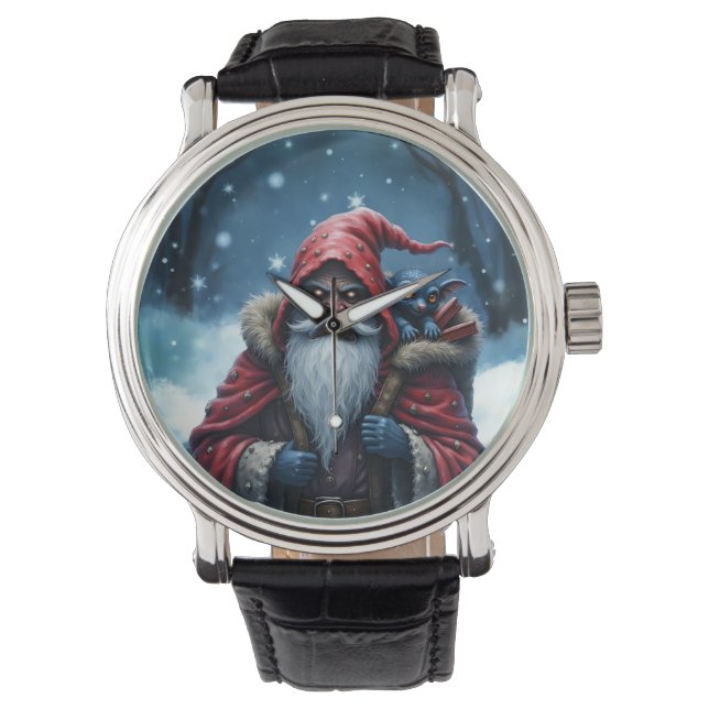 Frostbite Santa und sein Schabernack-Elf. Armbanduhr (Vorderseite)