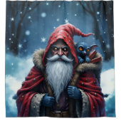 Frostbite Santa und sein Schabernack-Elf. Duschvorhang (Vorderseite)