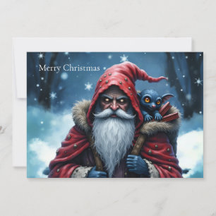 Frostbite Santa und sein Schabernack-Elf. Feiertagskarte