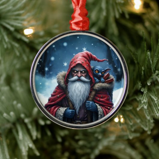 Frostbite Santa und sein Schabernack-Elf. Ornament Aus Metall (Baum)