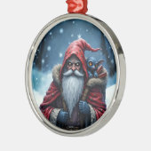 Frostbite Santa und sein Schabernack-Elf. Ornament Aus Metall (Links)