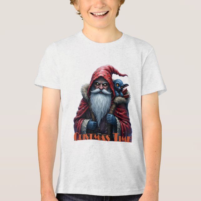 Frostbite Santa und sein Schabernack-Elf. Tri-Blend Shirt (Vorderseite)