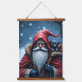 Frostbite Santa und sein Schabernack-Elf. Wandteppich Mit Holzrahmen (Vorderseite)