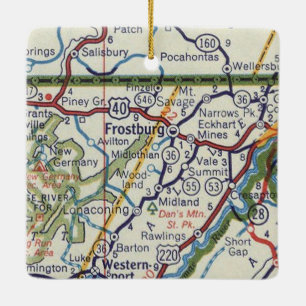 Frostburg MD Vintage Karte Keramikornament