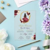 Frosted Acrylic Cherry Red Quinceañera Invitation Acryleinladungen (In Situ (Hochzeit))