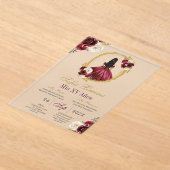 Frosted Acrylic Kirschrot Quinceañera Einladung (Ablage )
