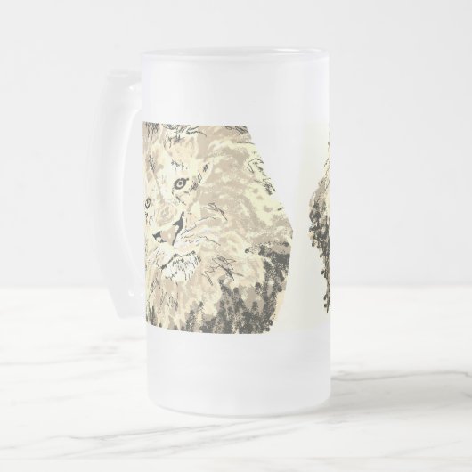 Frosted Beer Mug : king of The Jungle Mattglas Bierglas (Vorderseite Links)