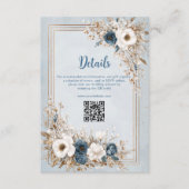 Frosted Bloom Dusty Blue and Gold Wedding Begleitkarte (Vorderseite)