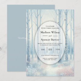 Frosted Blue Birch Forest Wedding Einladung