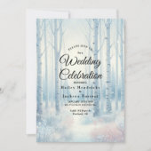 Frosted Blue Birch Forest Wedding Einladung (Vorderseite)