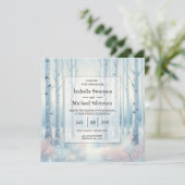 Frosted Blue Birch Forest Wedding Einladung (Stehend Vorderseite)