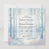 Frosted Blue Birch Forest Wedding Einladung (Vorderseite)
