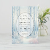 Frosted Blue Birch Forest Wedding Einladung (Stehend Vorderseite)