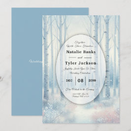 Frosted Blue Birch Forest Wedding Einladung