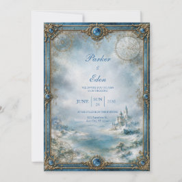 Frosted Blue Castle Hochzeit Einladung