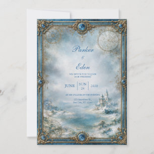 Frosted Blue Castle Hochzeit Einladung