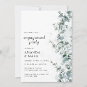 Frosted Blue Eucalyptus Winter Engagement Party Einladung (Vorderseite)