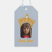 Frosted Blue Princess Crown Floral Photo Birthday Geschenkanhänger (Vorderseite)