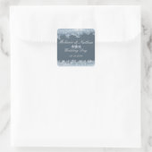 Frosted Blue Winter Wedding Custom Quadratischer Aufkleber (Tasche)