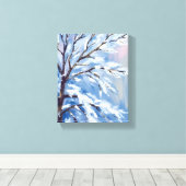 Frosted Branches | Winter Snow Tree Painting Leinwanddruck (Insitu (Holzboden))