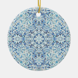 Frosted Crystal Bloom — Intricate Snowflake Design Keramik Ornament