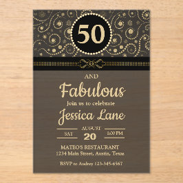 Frosted Elegant Black and Flat Gold Birthday Party Acryleinladungen