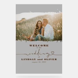 Frosted Elegant Wedding Welcome Foto Sign Acrylschild