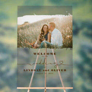 Frosted Elegant Wedding Welcome Foto Sign Acrylschild