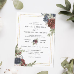 Frosted Florals   Winter Botanical Wedding Einladung