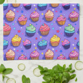 Frosted Fun Cupcake-Muster: Whimsical Bakery Geschirrtuch (Gefaltet)
