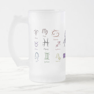 Frosted Glass Beer Mug ECC,ESMALTADO ZODIACAL Mattglas Bierglas