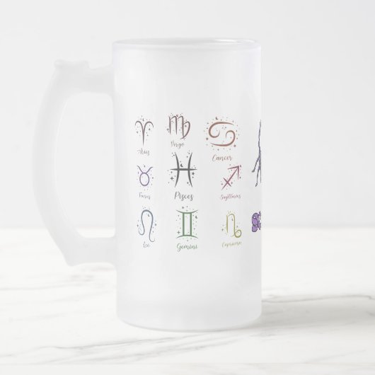 Frosted Glass Beer Mug ECC,ESMALTADO ZODIACAL Mattglas Bierglas (Links)
