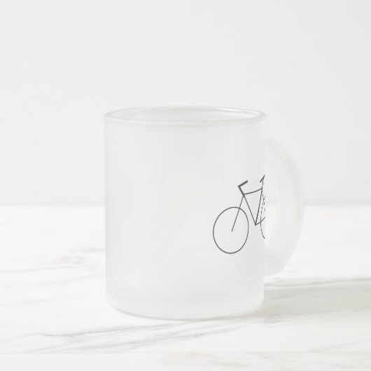 Frosted Glass Mug with Clean Bicycle Design Mattglastasse (VorderseiteRechts)