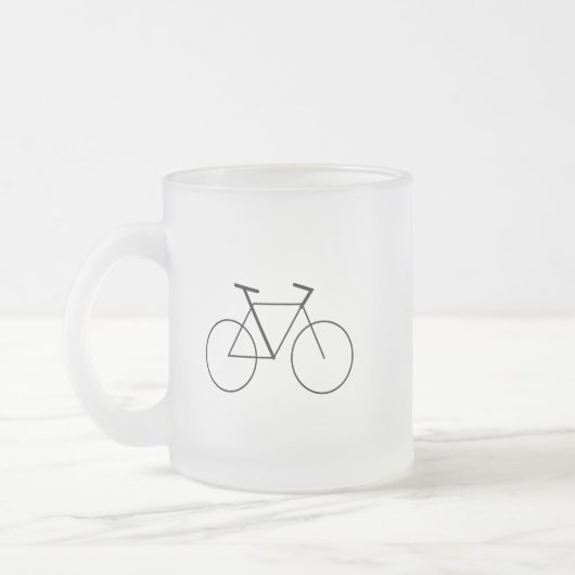 Frosted Glass Mug with Clean Bicycle Design Mattglastasse (Links)