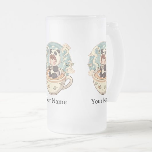 Frosted Glass Panda Cold Brew Becher Mattglas Bierglas (VorderseiteRechts)