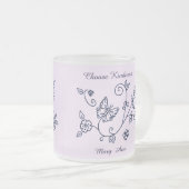 Frosted Glass Rosa Schmetterlings-Tasse Mattglastasse (VorderseiteRechts)