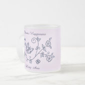Frosted Glass Rosa Schmetterlings-Tasse Mattglastasse (Vorderseite Links)