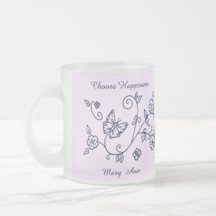 Frosted Glass Rosa Schmetterlings-Tasse Mattglastasse