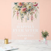 Frosted Happily Ever After Florale Hochzeitsbegrüß Acrylschild (Hochzeit)