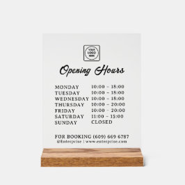 Frosted Logo and Business Hours Acrylic Display Acrylschild