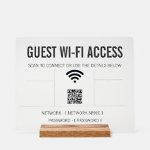 Frosted Minimalist Guest Wi-Fi QR Code Acryl