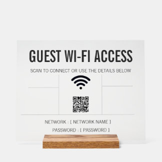 Frosted Minimalist Guest Wi-Fi QR Code Acryl Acrylschild