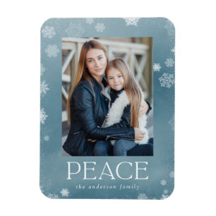 Frosted Peace Eisblaues Wasserfarben-Festfoto Magnet