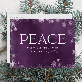 Frosted Peace Purple Watercolor Non-Photo Feiertagspostkarte
