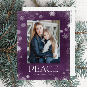 Frosted Peace Purple Watercolor Photo Feiertagspostkarte