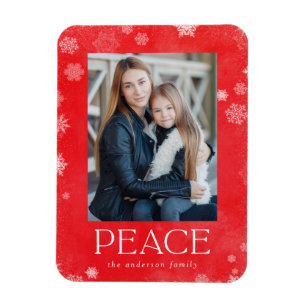 Frosted Peace Rote Wasserfarben-Feiertagsfoto Magnet