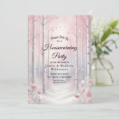 Frosted Petals in a Winter Woodland Housewarming Einladung (Stehend Vorderseite)