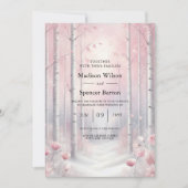 Frosted Petals in a Winter Woodland Wedding Einladung (Vorderseite)