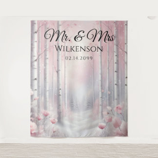 Frosted Petals in a Winter Woodland Wedding  Wandteppich